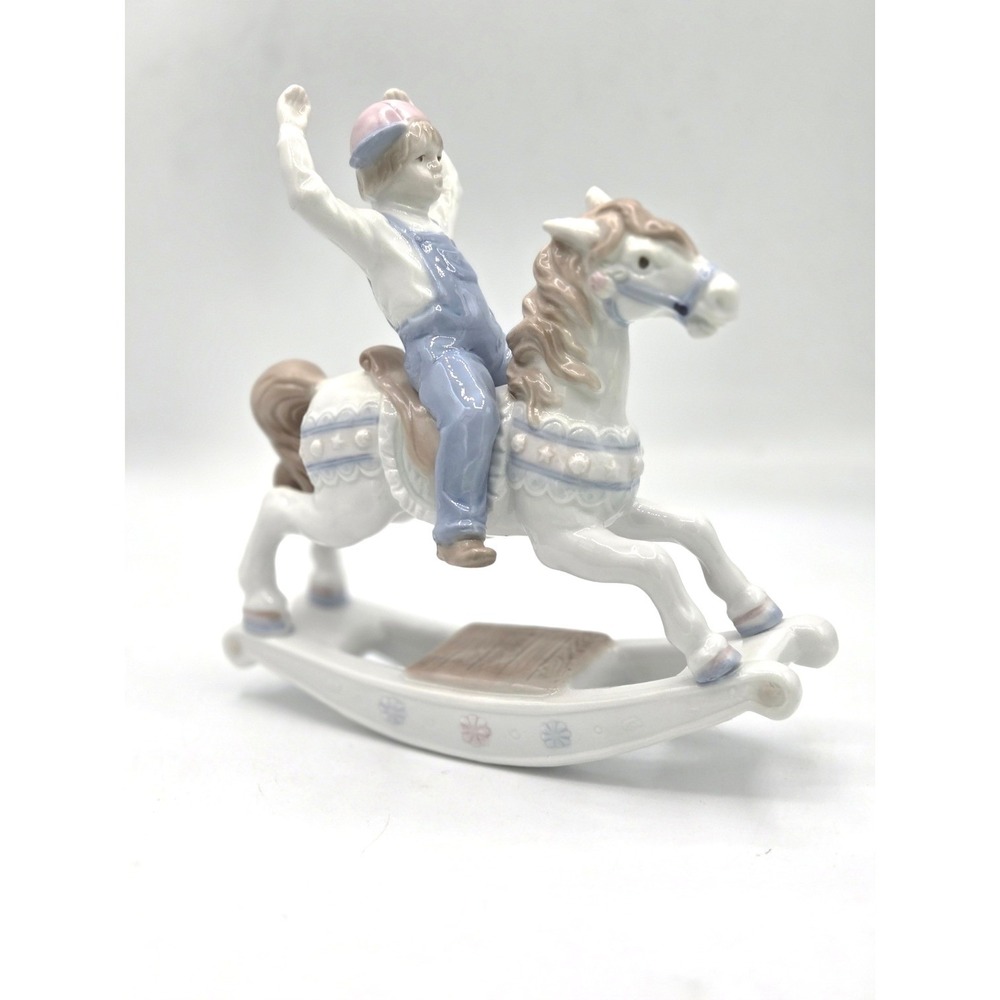 Vintage 1991 Paul Sebastian Porcelain Boy on Rocking Horse Figurine
